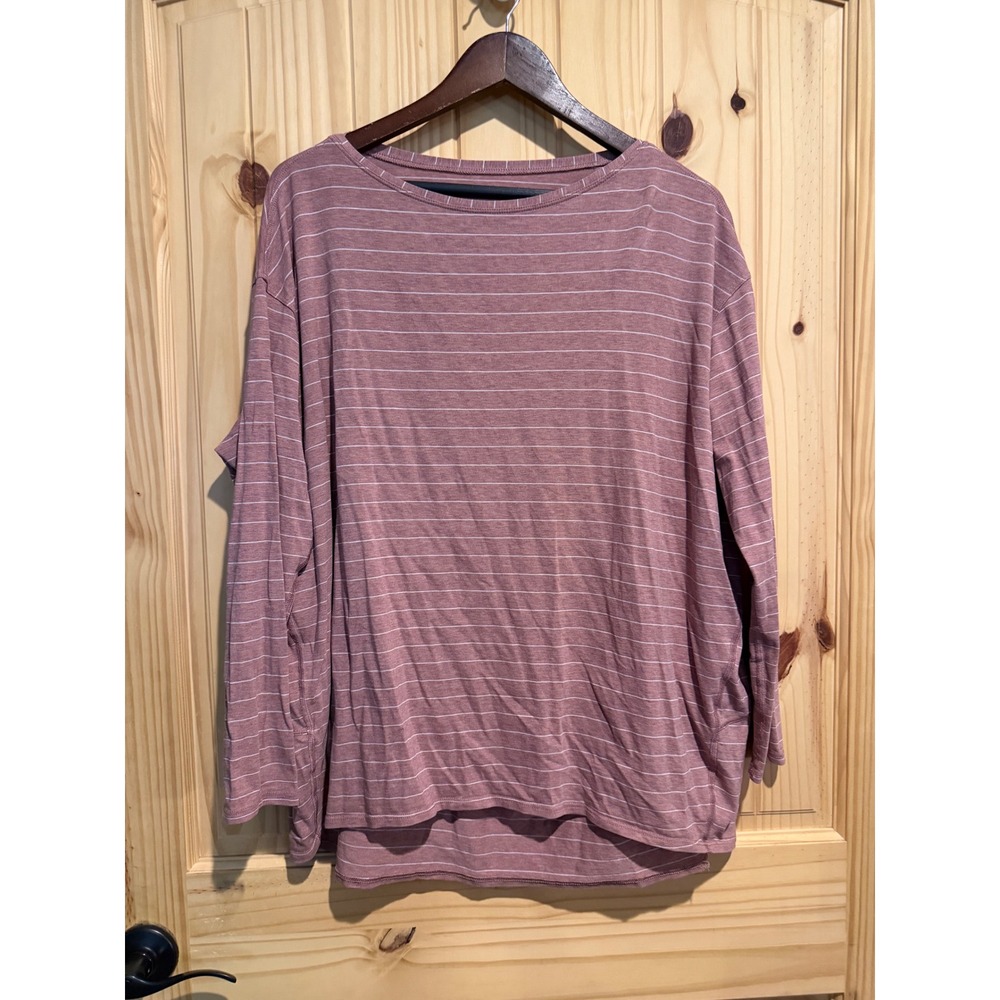Lululemon Back In Action Long Sleeve Striped Top Mauve Pink Heathered Relaxed